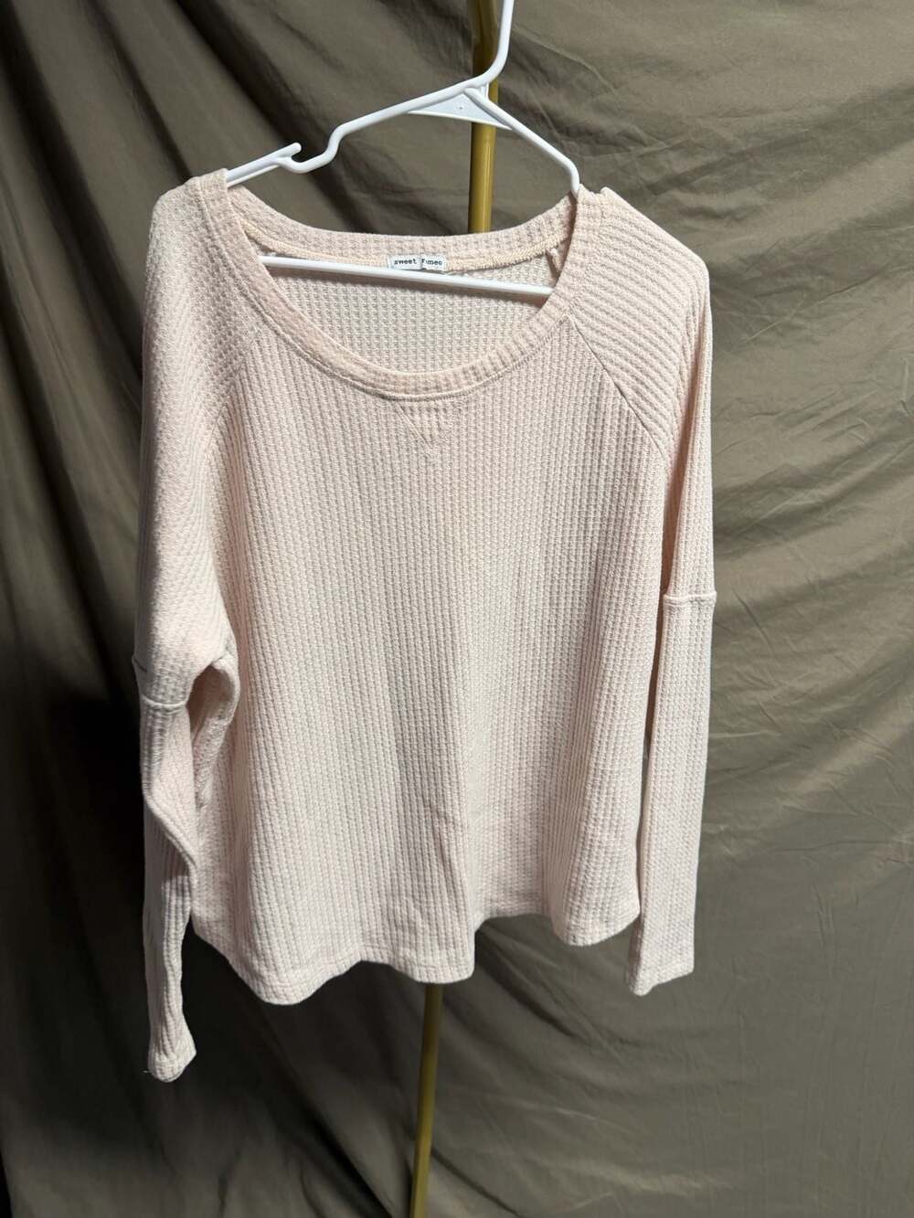 Sweet Romeo Women's Thermal Long Sleeve Waffle Knit Top